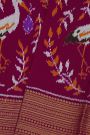 Pochampally Ikat Silk Magenta Saree With Floral And Birds Body