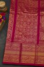 Pochampally Ikat Silk Rani Pink Saree With Floral And Peacock Border