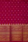 Pochampally Ikat Silk Rani Pink Saree With Floral And Peacock Border