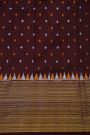 Ikkat Silk Dark Wine Saree With Floral And Leaf Jaal Border