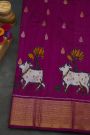 Ikkat Silk Magenta Saree With Floral And Leaf Jaal Border