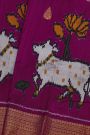 Ikkat Silk Magenta Saree With Floral And Leaf Jaal Border