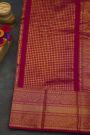 Pochampally Ikat Silk Magenta And Red Saree With Floral And Peacock Border