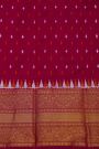 Pochampally Ikat Silk Magenta And Red Saree With Floral And Peacock Border