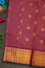 Kancheepuram Silk Rani Pink Saree With Zari Checks Floral And Peacock Buttis Body