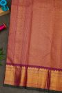 Kancheepuram Silk Rani Pink Saree With Zari Checks Floral And Peacock Buttis Body