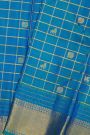 Kancheepuram Silk Royal Blue Saree With Golden Checks And Zari Motifs