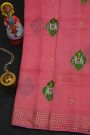 Fusion Silk Rani Pink Saree With Golden Sequins Border