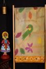 Fusion Silk Off White Saree With Florals And Parrots Body
