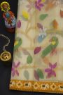 Fusion Silk Off White Saree With Florals And Parrots Body