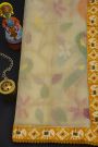 Fusion Silk Off White Saree With Florals And Parrots Body