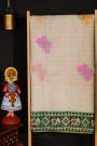 Fusion Silk Off White Saree With Floral And Elephant Border
