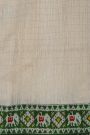 Fusion Silk Off White Saree With Floral And Elephant Border