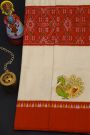 Fusion Ikat Silk Off White Saree With Florals And Peacocks In Thread Work Body