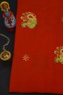 Fusion Ikat Silk Off White Saree With Florals And Peacocks In Thread Work Body