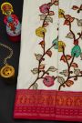 Fusion Silk Off White Saree With Kalamkari Patch Work Body