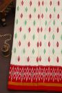 Pochampally Ikat Silk Off White Saree With Floral Buttis Body