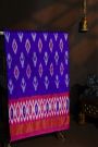 Pochampally Ikat Silk Royal Blue Saree With Diamond Border