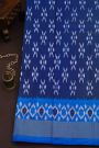 Pochampally Ikat Silk Navy Blue Saree With Floral Buttis Body