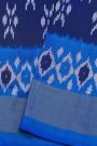 Pochampally Ikat Silk Navy Blue Saree With Floral Buttis Body