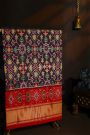 Pochampally Ikat Silk Wine Saree With Florals And Diamonds Border