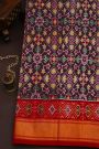 Pochampally Ikat Silk Wine Saree With Florals And Diamonds Border