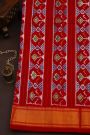 Pochampally Ikat Silk Wine Saree With Florals And Diamonds Border