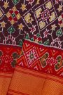 Pochampally Ikat Silk Wine Saree With Florals And Diamonds Border