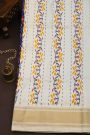 Pochampally Ikat Silk Navy Blue Saree With Florals And Leaves Body