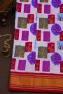 Pochampally Ikat Silk Multi Colour Saree With Geometric Floral Motifs And Zari Border