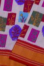 Pochampally Ikat Silk Multi Colour Saree With Geometric Floral Motifs And Zari Border