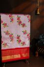 Ikat Silk Baby Pink Saree With Floral And Leaves Body