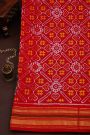 Ikat Silk Bottle Green Saree With Floral And Leaves Body