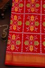 Ikat Silk Violet Saree With Birds Body And Contrast Zari Border