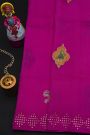 Fusion Silk Rani Pink Saree With Florals In Ikat Body