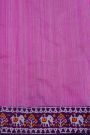 Fusion Silk Pink Saree With Florals And Elephants In Ikkat Border