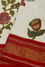 Fusion Silk Off White Saree With Florals Patch Work Body