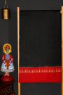 Fusion Silk Black Saree With Florals And Parrot Pallu