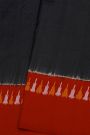 Fusion Silk Black Saree With Florals And Parrot Pallu