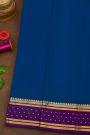Mysore Crepe Royal Blue Saree With Florals Buttis Border