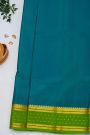 Mysore Crepe Teal Blue Saree With Florals And Buttis Border