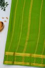 Mysore Crepe Teal Blue Saree With Florals And Buttis Border