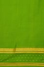 Mysore Crepe Teal Blue Saree With Florals And Buttis Border