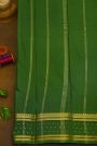 Mysore Crepe Rust Orange Saree With Bottle Green Gold Zari Border
