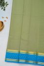 Mysore Crepe Sage Green Saree With Florals And Buttis Border