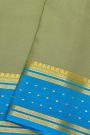 Mysore Crepe Sage Green Saree With Florals And Buttis Border