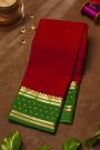 Mysore Crepe Red Saree With Florals And Buttis Border