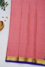 Mysore Crepe Peach Pink Saree With Florals And Buttis Border
