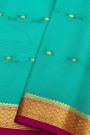 Mysore Crepe Sky Blue Saree With Florals In Diamonds Zari Border