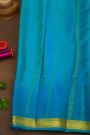 Mysore Crepe Royal Blue Saree With Florals In Diamonds Zari Border
